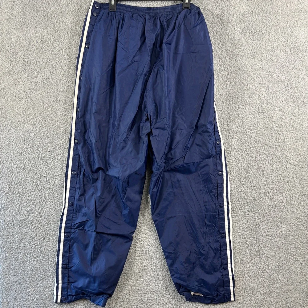 Adidas Team Vintage Navy Blue Breakaway Snap Track Pants Mens 2XL 3-Stripe Nylon